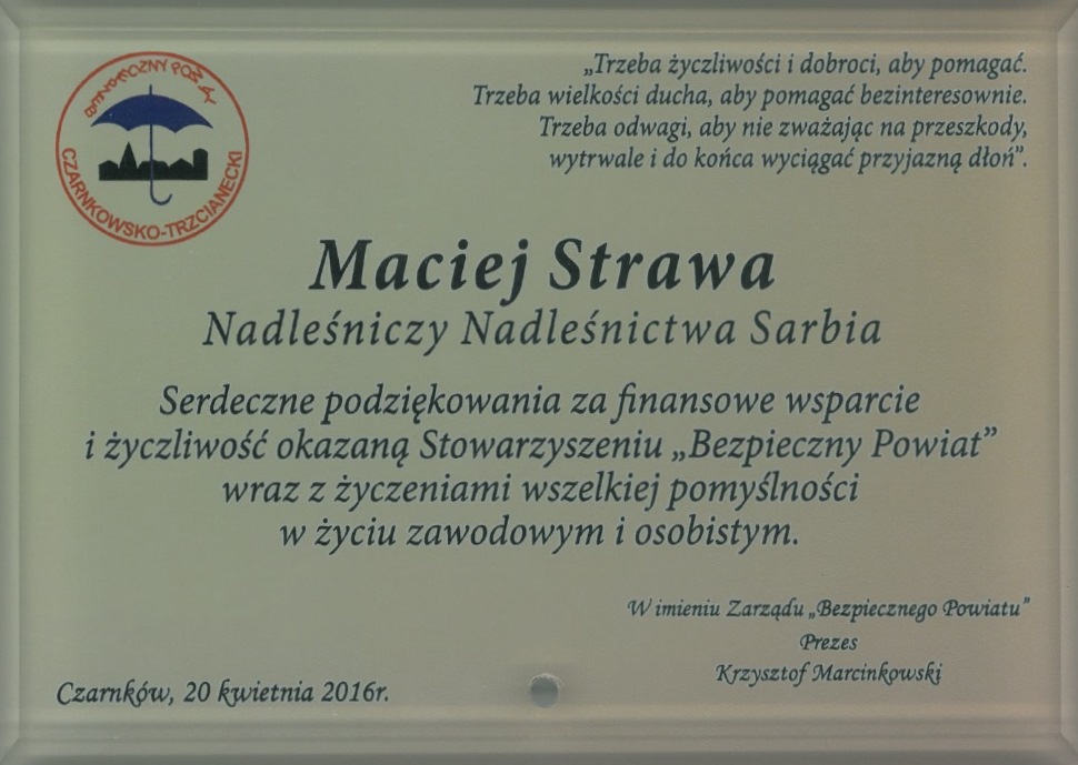 Podziękowania rok 2016