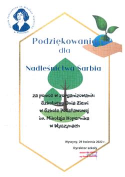 2022_04_29 - Podziękowania 2022 - Szkoła Podstawowa w Wyszynach - Dzień Ziemi