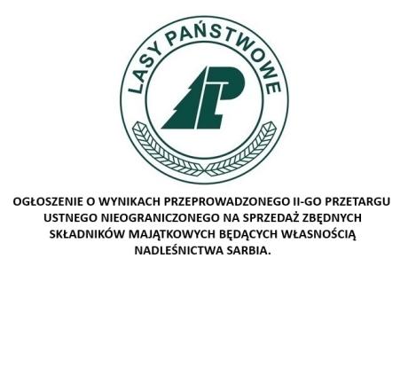 Ogłoszenie o wynikach przeprowadzonego II-go przetargu ustnego nieograniczonego na sprzedaż zbędnych składników majątkowych